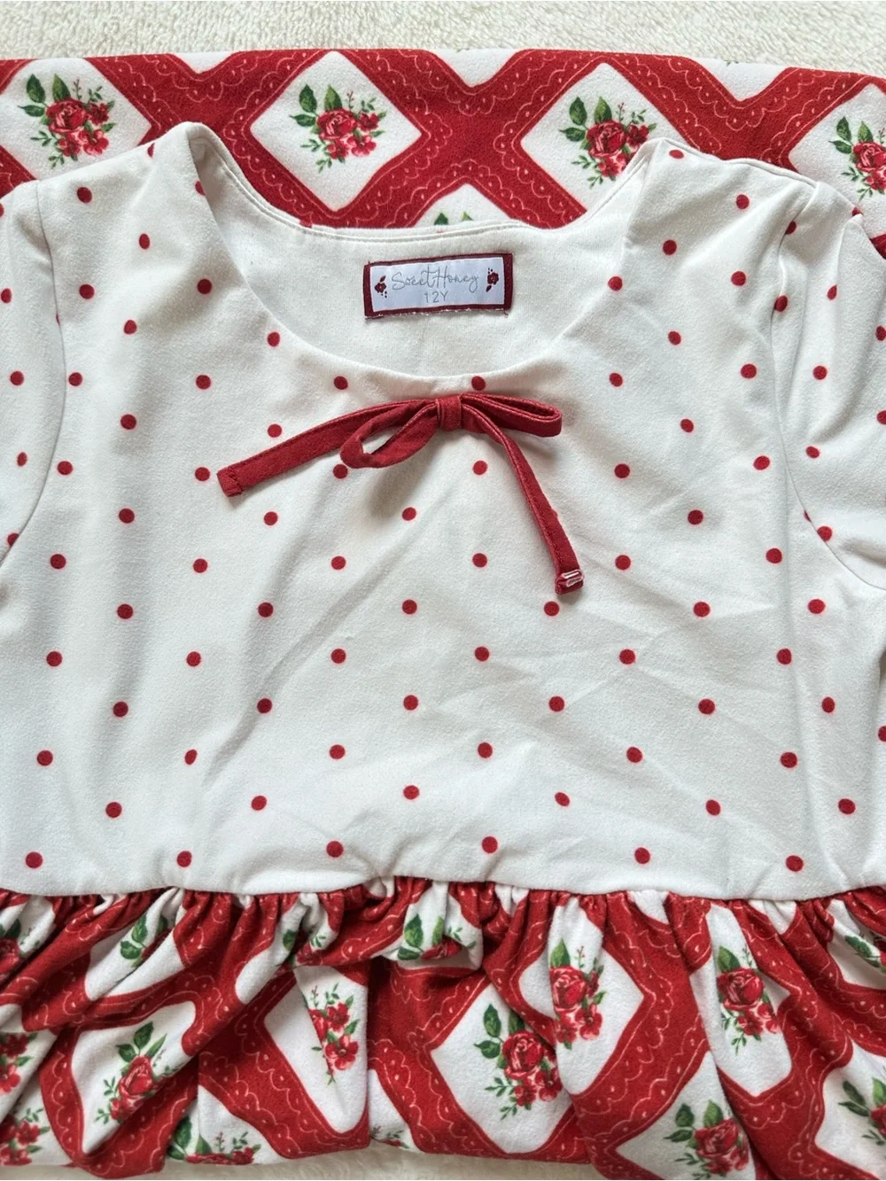 SweetHoney Red and White Girls' Holiday Nightgown